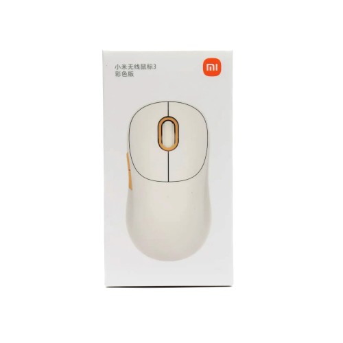 Мышь беспроводная XIAOMI, Mouse 3, Wireless, оптическая, цвет: белый, желтые вставки, (арт.XMWXSB03YM)