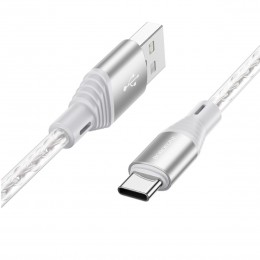 Кабель USB - Type-C Borofone BX96 Ice Crystal, 1.0м, 3,0А, PD, цвет: серый