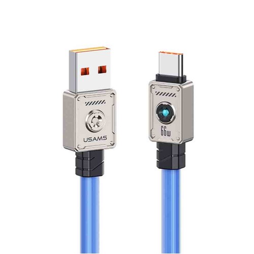 Кабель USB - Type-C Usams US-SJ686 Mecha Series, 1.2м, 66Вт, цвет: синий