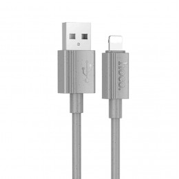 Кабель 8 pin - USB HOCO X107 Favor, 1.0м, 2.4A, цвет: серый