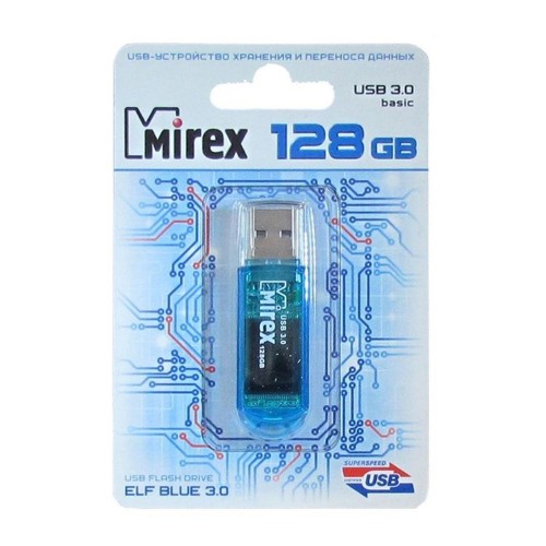 Флеш-накопитель 128Gb Mirex ELF, USB 3.0, пластик, синий