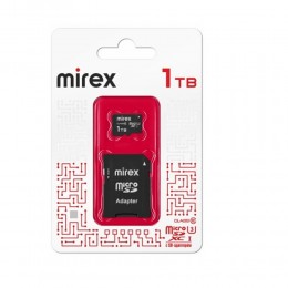 Карта памяти microSDXC 1Tb Mirex, Class10, UHS-I 90Mb/s, с адаптером