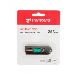 Флеш-накопитель 256Gb Transcend JetFlash 790C, USB 3.0, Type-C, пластик, чёрный