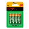 Аккумулятор AA Kodak, LR06-4BL, 2600mAh, (4/80/640)