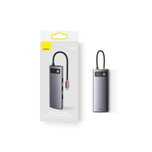 USB-концентратор Baseus BS-OH102, StarJoy, 8 Гнезд, PD, 3xUSB3.1, 1xHDMI, SD, TF, 1xRJ45, цвет: чёрный