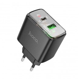 Блок питания сетевой USB, Type-C HOCO CS42A, Smart, 5V, 3.0A, 30Вт, PD, QC 3.0, цвет: чёрный