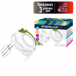 Миксер ERGOLUX, ELX-EM03-C34, 150 Вт, 1.2м, цвет: белый, зелёный, (арт.14935)