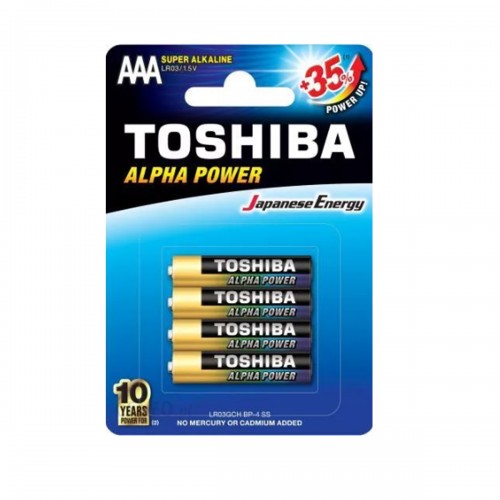 Батарейка AAA Toshiba LR03-4BL Alpha power, 1.5B, (4/48/192)