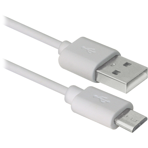 Кабель USB - микро USB Defender USB08-10BH, 3.0м, круглый, 2.1A, силикон, цвет: белый