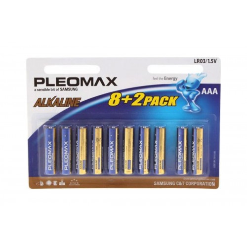 Батарейка AAA Samsung Pleomax LR03-8+2BL Alkaline, 1.5B, (10/100/600), (арт.C0021219)