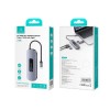 USB-концентратор Usams US-SJ642, 6 гнезд, USB3.0*2, TF, SD, Type-C, HDMI, кабель 0,15м, цвет: серый