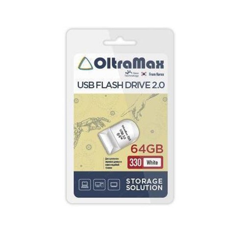 Флеш-накопитель 64Gb OltraMax 330, USB 2.0, пластик, белый