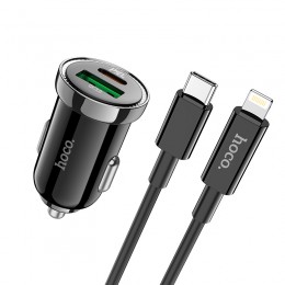 Блок питания автомобильный 1 USB, Type-C HOCO Z44, Leading, 3000mA, 20Вт, QC3.0, PD3.0, цвет: чёрный