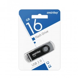 Флеш-накопитель 16Gb SmartBuy Twist, USB 2.0, пластик, чёрный