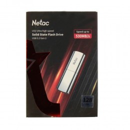 Флеш-накопитель 512Gb Netac US2, USB 3.2, пластик, чёрный, серебряная вставка