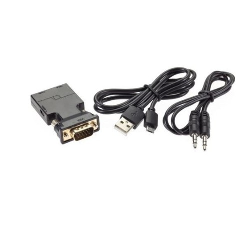 Переходник VGA(m) - HDMI(f) VCOM CA337,  для вывода изображения со звуком с ноутбука или компьютера, 1080*60Hz, цвет: чёрный