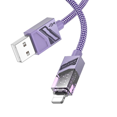 Кабель 8 pin - USB Borofone BU42 Octavia, 1.2м, 2.4A, цвет: фиолетовый