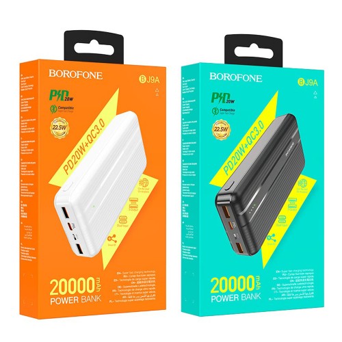 Аккумулятор внешний Borofone BJ9A, Uranus, 20000mAh, PD3.0, QC3.0, FCP, AFC, цвет: чёрный