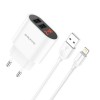 Блок питания 2 USB Borofone BA63A, 2400mA, белый, 8 pin
