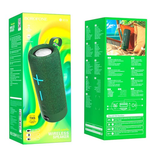 Портативная колонка Borofone BR19 Euphony, Bluetooth, зелёная

