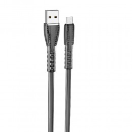 Кабель USB - микро USB Borofone BU31 Clear shadow, 1.0м, 2.4A, цвет: чёрный
