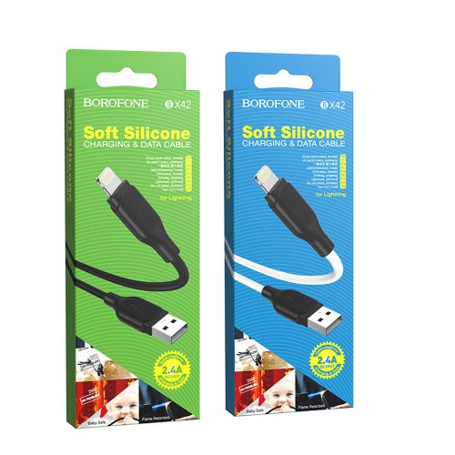 Кабель USB 8 pin Borofone BX42 Encore, 1.0м, 2.4A, чёрный
