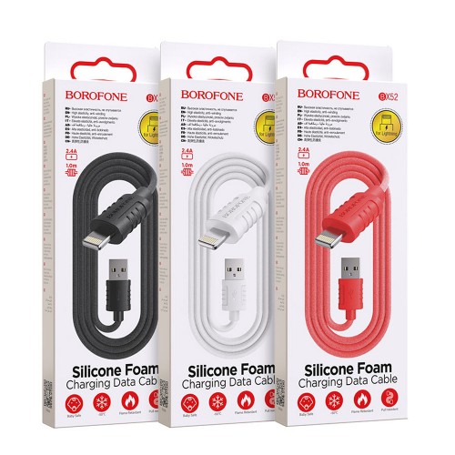 Кабель USB 8 pin Borofone BX52 Airy, 1.0м, 2.4A, черный
