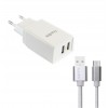 Блок питания сетевой 2 USB FaisON C-17, Square, 2400mA, кабель микро USB 1.0м, цвет: белый