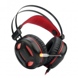 Наушники полноразмерные Defender  Minos , Redragon, микрофон, кабель 2.0м, цвет: чёрный, с красной вставкой
