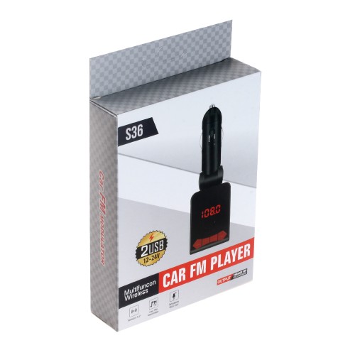 FM-трансмиттер FM-S36 BT, Bluetooth, чёрный - качественный звук
