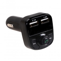 FM-трансмиттер без бренда, X8, Bluetooth, 2 USB, пластик, microSD, дисплей, кнопка ответа, цвет: чёрный
