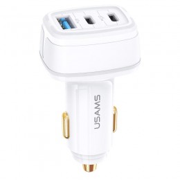 Блок питания автомобильный 1 USB, 2 Type-C Usams, US-CC141, 4000mA, пластик, QC3.0, 105W, цвет: белый