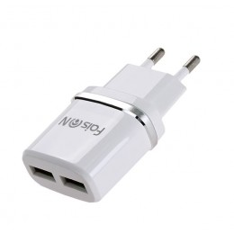 Блок питания сетевой 2 USB FaisON HC12, 2400mA, кабель микро USB, цвет: белый