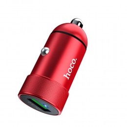 Блок питания автомобильный 1 USB HOCO, Z32, Speed Up, 3000mA, металл, QC3.0, цвет: красный