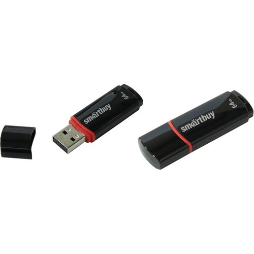 Флеш-накопитель 64Gb SmartBuy Crown, USB 2.0, пластик, чёрный