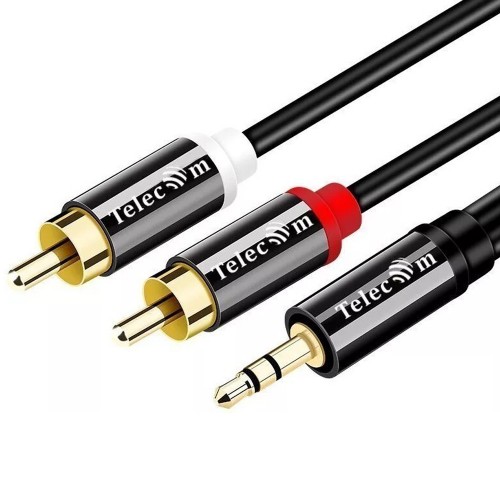 Кабель Jack 3,5mm(m) - 2xRCA(m) TELECOM TAV7183M, 3.0м, цвет: чёрный