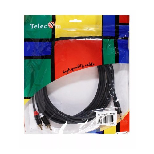 Кабель Jack 3,5mm(m) - 2xRCA(m) TELECOM TAV7183M, 3.0м, цвет: чёрный