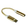 Переходник Type-C(m) на Jack 3,5mm(f), золотой, плетёный, круглый

