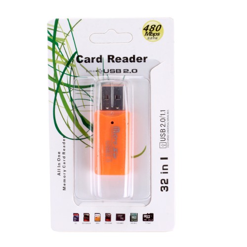Кардридер microSD LD413 USB 2.0, оранжевый, пластик

