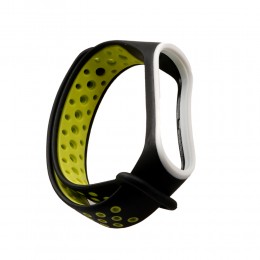 Ремешок для фитнес-браслета XIAOMI Mi Band 3/ Mi Band 4 без бренда, Sport, силикон, цвет: чёрный, салатовый
