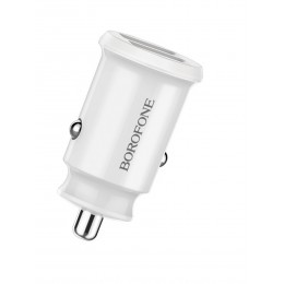 Блок питания автомобильный 2 USB Borofone BZ8, MaxRideDual, 2400mAh, 12Вт, цвет: белый
