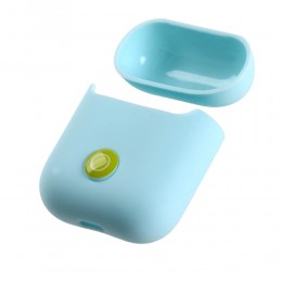 Чехол силиконовый без бренда для APPLE Airpods, DOU-3, цвет: голубой
