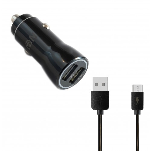 Блок питания автомобильный 2 USB FaisON A-27, Range, 2400mA, QC3.0, кабель микро USB, цвет: чёрный