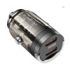 Блок питания автомобильный 2 Type-C Borofone BZ29B, 5V, 3.0A, 36Вт, PD, QC, FCP, AFC, цвет: чёрный, прозрачный