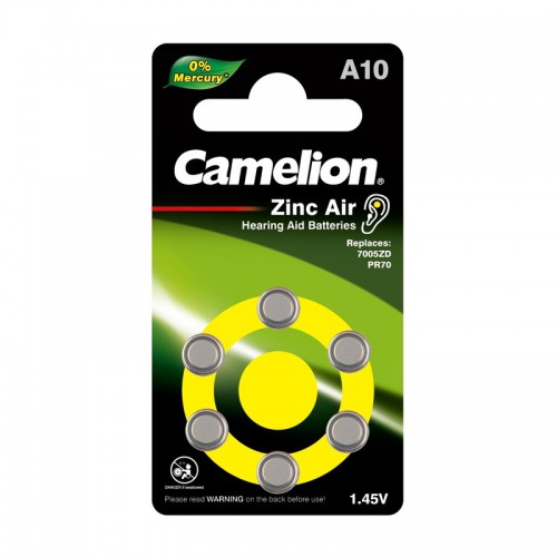 Батарейка Camelion ZA10-6BL ZincAir, 1.4В, (6/60/3000)