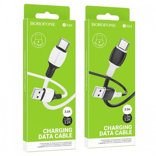 Кабель USB - Type-C Borofone BX84 Rise, 1.0м, 3,0А, цвет: белый