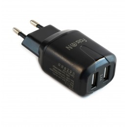 Блок питания сетевой 2 USB FaisON C-19, Grade, 2400mA, цвет: чёрный