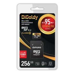 Карта памяти microSDXC 256Gb DiGoldy, Class10, UHS-1 Extreme Pro (U3) SD 95 MB/s, с адаптером