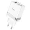 Блок питания сетевой 2 USB, Type-C HOCO N21 Pro, Tourer, 3000mA, 30Вт, QC3.0, PD3.0, цвет: белый