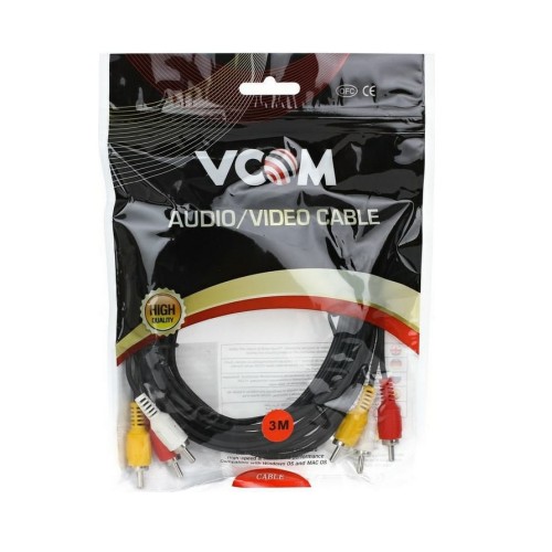 Кабель 3xRCA(m) - 3xRCA(m) VCOM VAV7150, 3.0м, цвет: чёрный